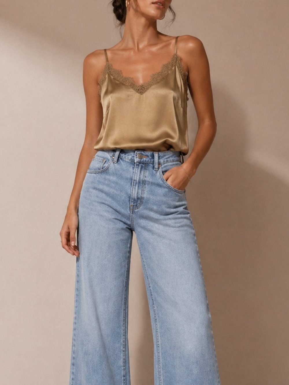 Anine Bing 100% Silk Camisole in Color Toast Size XS